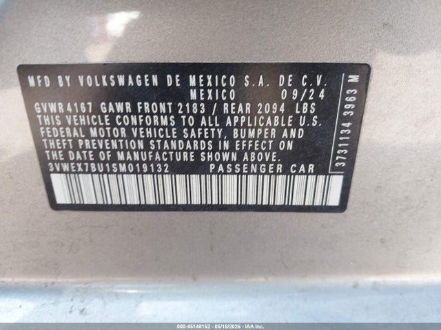 2025 Volkswagen Jetta 1.5t Se მანქანა იყიდება აუქციონზე, vin: 3VWEX7BU1SM019132, აუქციონის ნომერი: 45148152