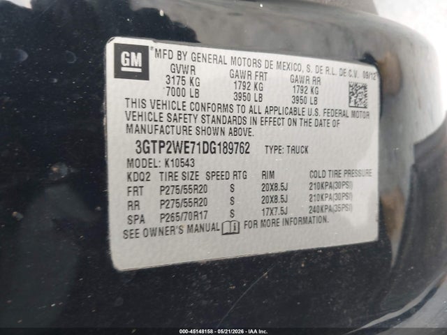 Продажа на аукционе авто 2013 Gmc Sierra 1500 Slt, vin: 3GTP2WE71DG189762, номер лота: 45148158