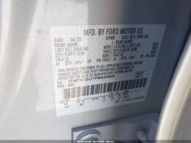 Aukcja sprzedaży 2023 Ford Mustang Mach-e Premium, vin: 3FMTK3SU7PMA55640, numer aukcji: 45148169