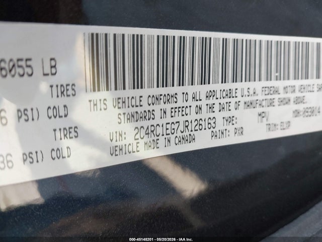 Aukcja sprzedaży 2018 Chrysler Pacifica Touring L Plus, vin: 2C4RC1EG7JR126163, numer aukcji: 45148201