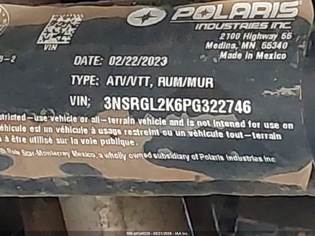 Aukcja sprzedaży 2023 Polaris Rzr Pro R Ultimate Launch Edition, vin: 3NSRGL2K6PG322746, numer aukcji: 45148230
