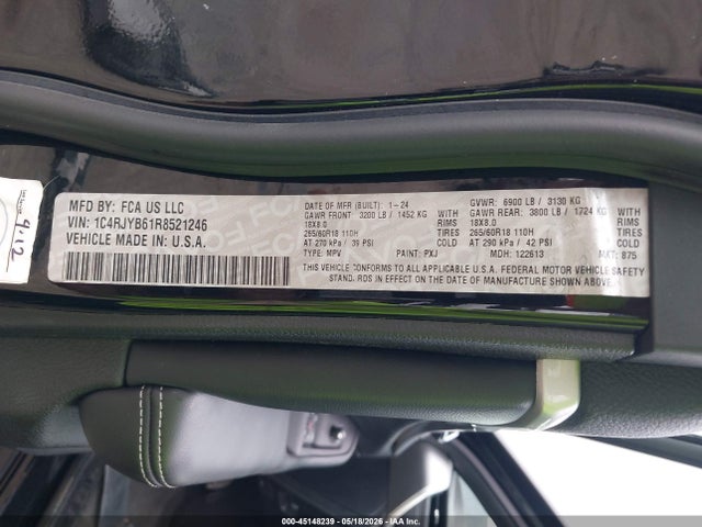 Aukcja sprzedaży 2024 Jeep Grand Cherokee 4xe, vin: 1C4RJYB61R8521246, numer aukcji: 45148239