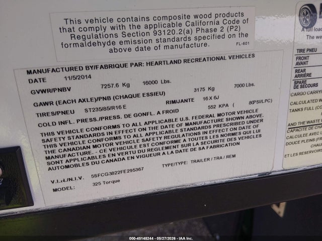 Heartland Rv 325 T 2015 5SFCG3822FE295367 Image 9