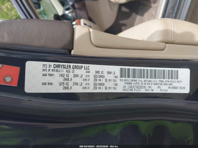 45148253 :رقم المزاد ، 1C4RJFCT0DC523701 vin ، 2013 Jeep Grand Cherokee Overland مزاد بيع