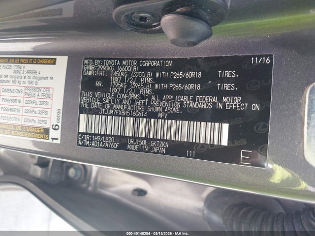 JTJJM7FX8H5160614 Lexus Gx 460 Luxury