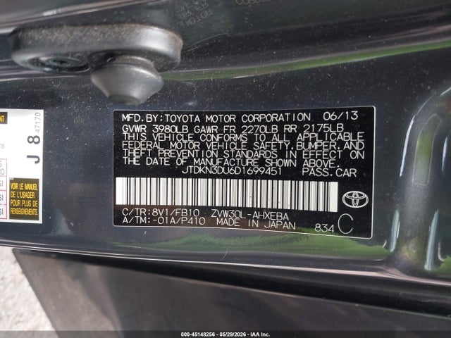 Продаж на аукціоні авто 2013 Toyota Prius Five/four/three/three Se/two, vin: JTDKN3DU6D1699451, номер лоту: 45148256