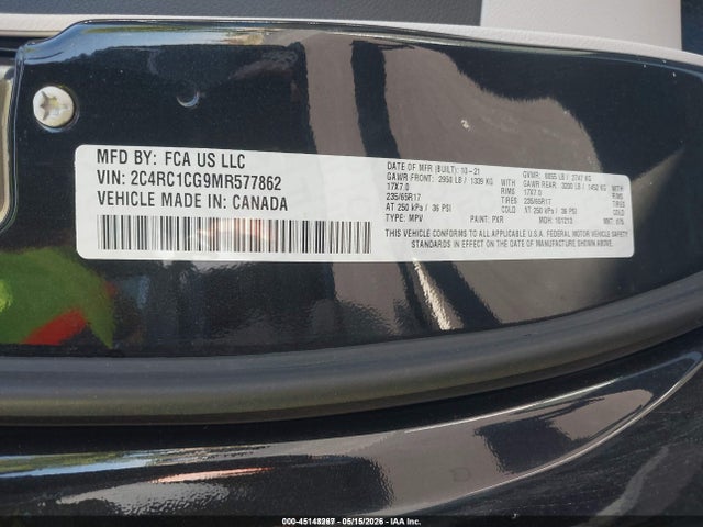 Продажа на аукционе авто 2021 Chrysler Voyager Lx, vin: 2C4RC1CG9MR577862, номер лота: 45148267
