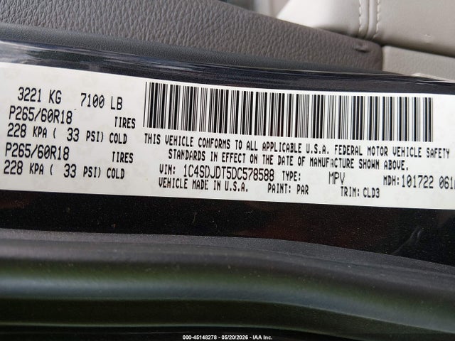 Продаж на аукціоні авто 2013 Dodge Durango Crew, vin: 1C4SDJDT5DC578588, номер лоту: 45148278