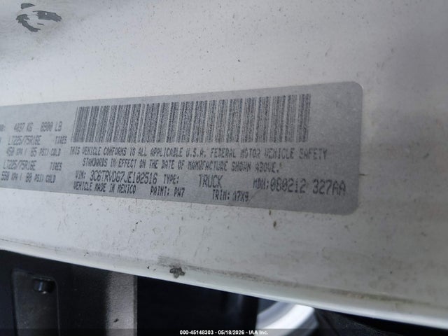 45148303 :رقم المزاد ، 3C6TRVDG7JE102516 vin ، 2018 Ram Promaster 2500 مزاد بيع