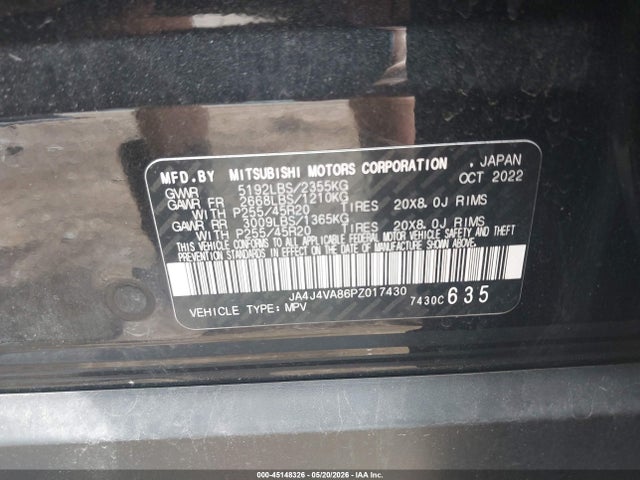 Продаж на аукціоні авто 2023 Mitsubishi Outlander Sel 2.5 S-awc/sel 40th Anniversary S-awc/sel Black Edition S-awc, vin: JA4J4VA86PZ017430, номер лоту: 45148326