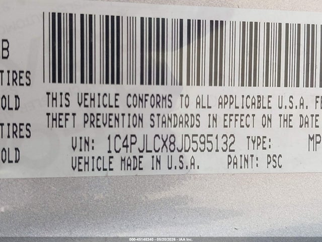 45148340 :رقم المزاد ، 1C4PJLCX8JD595132 vin ، 2018 Jeep Cherokee Latitude Fwd مزاد بيع
