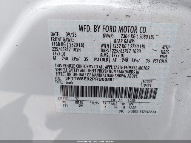 Ford Maverick Xl 2023 3FTTW8E92PRB00581 Image 9