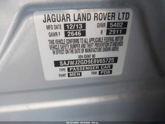 Aukcja sprzedaży 2014 Jaguar Xj, vin: SAJWJ2GD9E8V65725, numer aukcji: 45148394