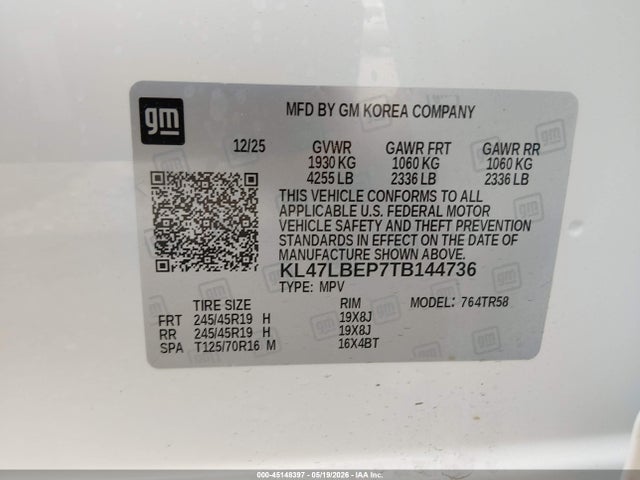 45148397 :رقم المزاد ، KL47LBEP7TB144736 vin ، 2026 Buick Envista Sport Touring Fwd مزاد بيع