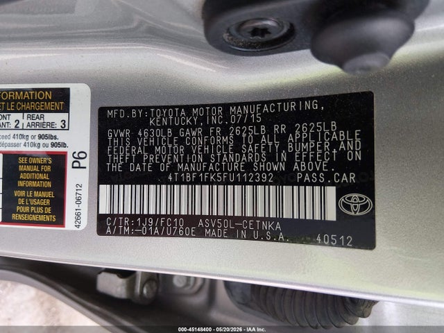4T1BF1FK5FU112392 Toyota CAMRY LE