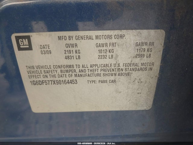 Продаж на аукціоні авто 2009 Cadillac Cts Standard, vin: 1G6DF577X90164453, номер лоту: 45148449