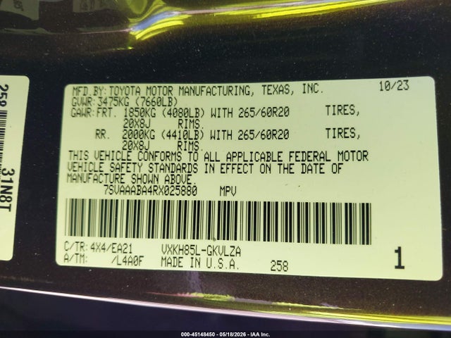 Toyota Sequoia Limited 2024 7SVAAABA4RX025880 Image 9