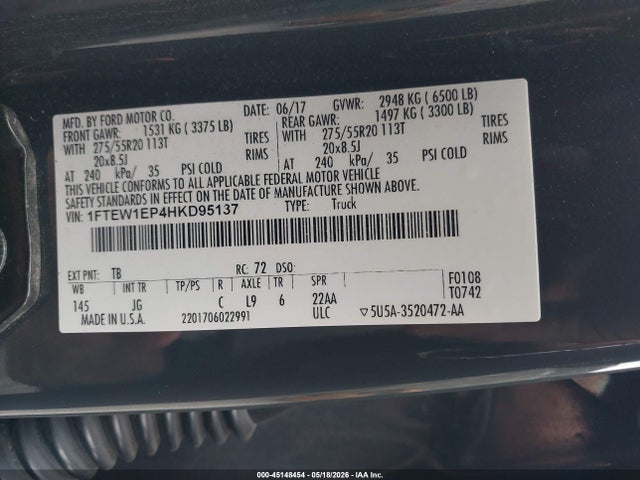 Ford F-150 Xl 2017 1FTEW1EP4HKD95137 Image 9