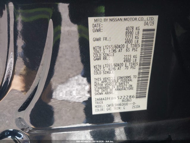 1N6BA1F4XKN522286 Nissan Titan Xd Sv Diesel