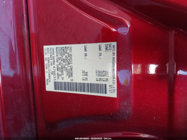 Продажа на аукционе авто 2017 Nissan Altima 2.5 Sr, vin: 1N4AL3AP8HC476635, номер лота: 45148483