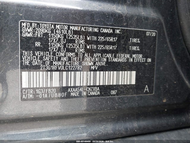 Продажа на аукционе авто 2020 Toyota Rav4 Le, vin: 2T3G1RFV0LC122782, номер лота: 45148489