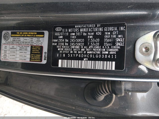 Aukcja sprzedaży 2020 Kia Telluride S, vin: 5XYP6DHC9LG038411, numer aukcji: 45148495
