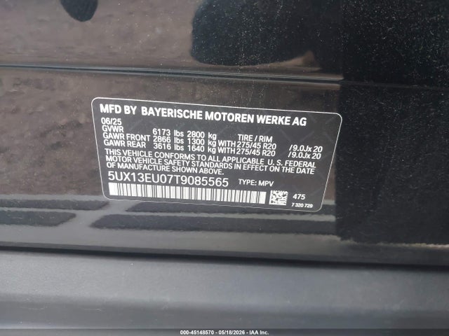 Продаж на аукціоні авто 2026 Bmw X5 Sdrive40i, vin: 5UX13EU07T9085565, номер лоту: 45148570