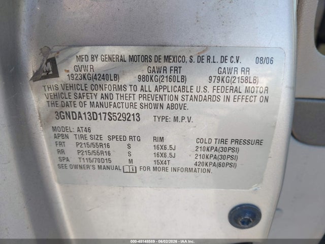 Продаж на аукціоні авто 2007 Chevrolet Hhr Ls, vin: 3GNDA13D17S529213, номер лоту: 45148589