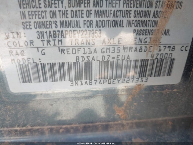 3N1AB7AP0EY227353 Nissan SENTRA SV
