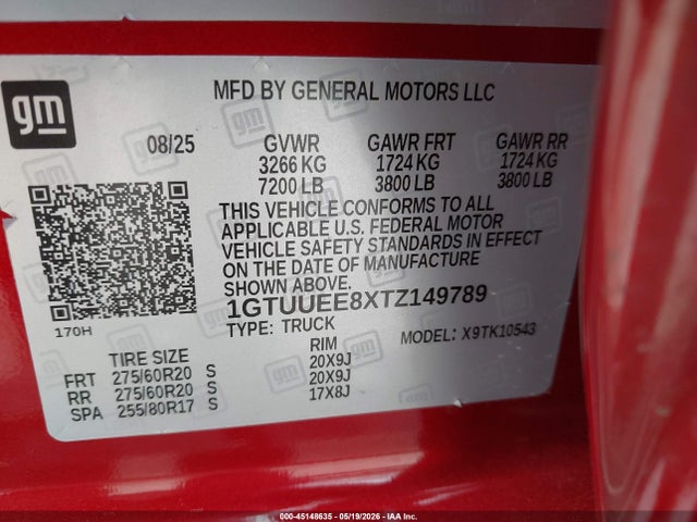 1GTUUEE8XTZ149789 GMC SIERRA 1500