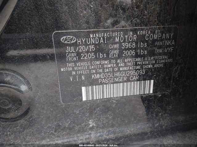 Aukcja sprzedaży 2016 Hyundai Elantra Gt, vin: KMHD35LH6GU295093, numer aukcji: 45148640