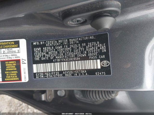 Aukcja sprzedaży 2014 Toyota Camry Se, vin: 4T1BF1FKXEU829594, numer aukcji: 45148667