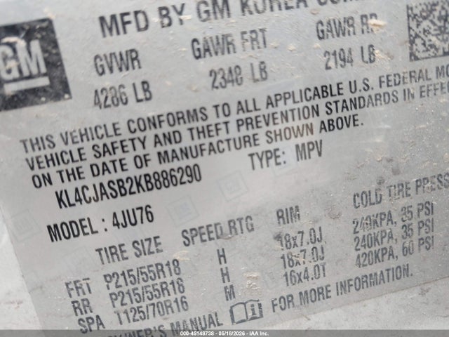 Продаж на аукціоні авто 2019 Buick Encore Fwd Preferred, vin: KL4CJASB2KB886290, номер лоту: 45148738