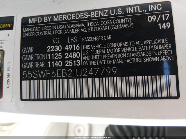 55SWF6EB2JU247799 Mercedes-Benz Amg C 43 4matic