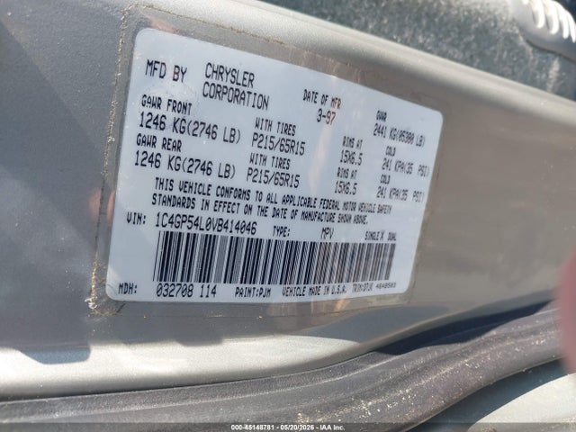 45148781 :رقم المزاد ، 1C4GP54L0VB414046 vin ، 1997 Chrysler Town & Country Lx مزاد بيع