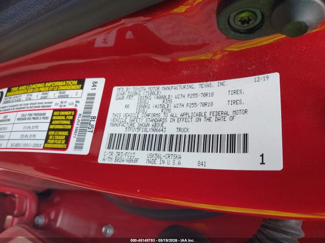 2020 Toyota Tundra Sr5 მანქანა იყიდება აუქციონზე, vin: 5TFUY5F18LX906643, აუქციონის ნომერი: 45148793