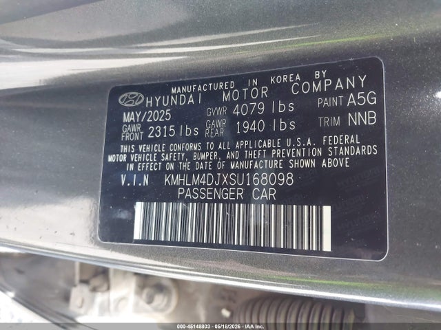 KMHLM4DJXSU168098 Hyundai Elantra Hybrid Sel Sport