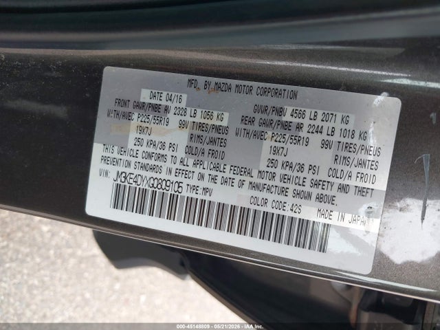 Продажа на аукционе авто 2016 Mazda Cx-5 Grand Touring, vin: JM3KE4DYXG0809105, номер лота: 45148809