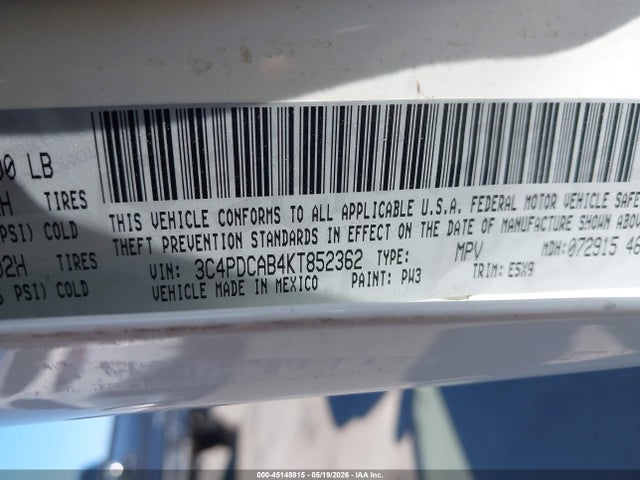 Aukcja sprzedaży 2019 Dodge Journey Se Value Package, vin: 3C4PDCAB4KT852362, numer aukcji: 45148815