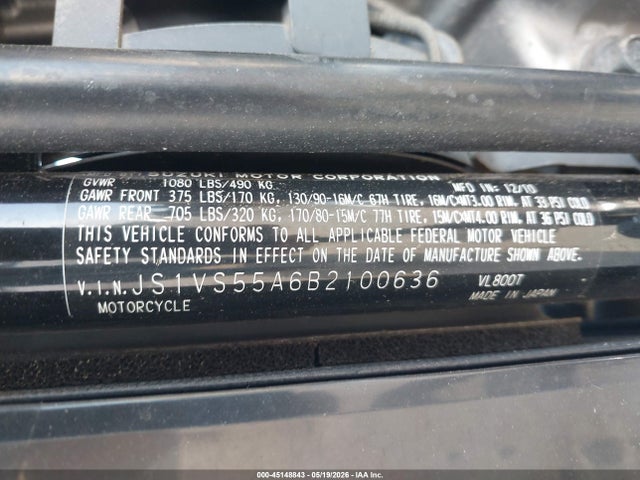 Продаж на аукціоні авто 2011 Suzuki Vl800, vin: JS1VS55A6B2100636, номер лоту: 45148843