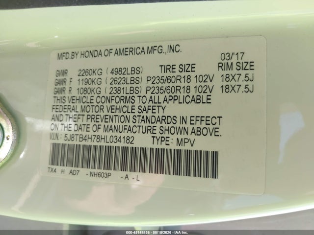 Продаж на аукціоні авто 2017 Acura Rdx Advance Package, vin: 5J8TB4H78HL034182, номер лоту: 45148856