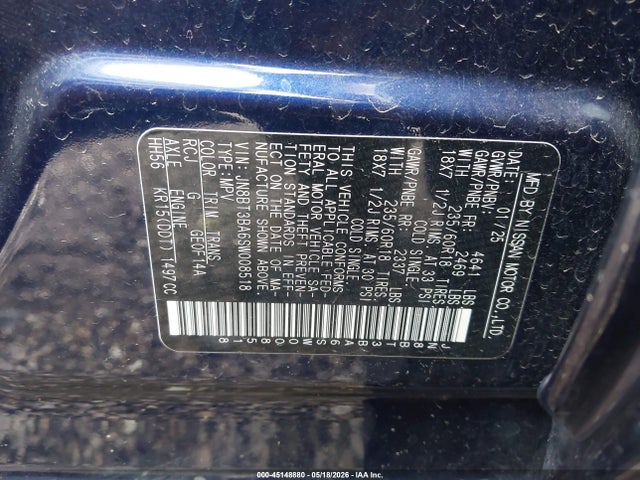 Aukcja sprzedaży 2025 Nissan Rogue Sv Fwd, vin: JN8BT3BA6SW008518, numer aukcji: 45148880