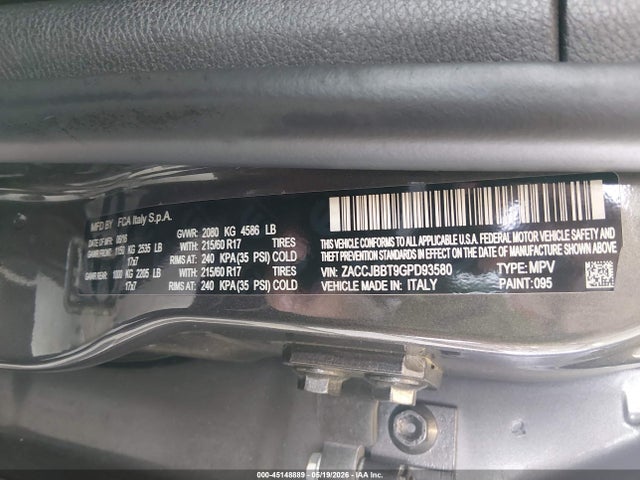 ZACCJBBT9GPD93580 Jeep Renegade Latitude