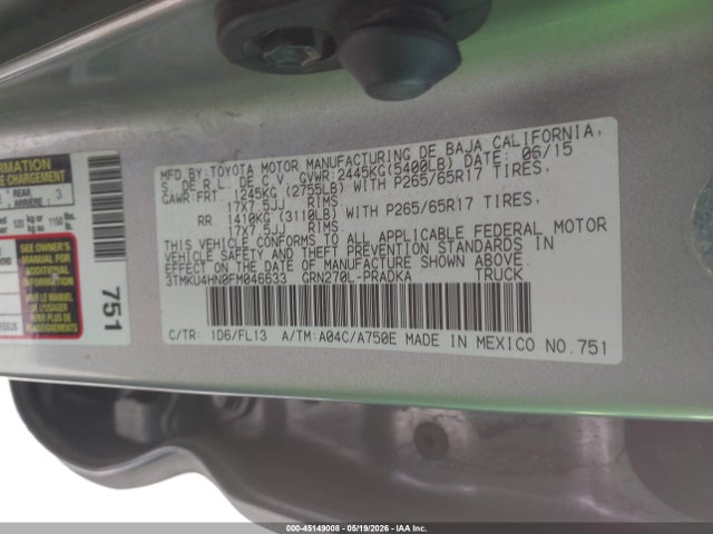 Aukcja sprzedaży 2015 Toyota Tacoma Prerunner V6, vin: 3TMKU4HN0FM046633, numer aukcji: 45149008