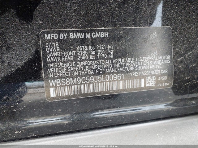 BMW M3 2018 WBS8M9C59J5L00961 Image 9