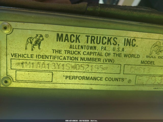 Aukcja sprzedaży 1995 Mack 600 Ch600, vin: 1M1AA13Y1SW052195, numer aukcji: 45149030