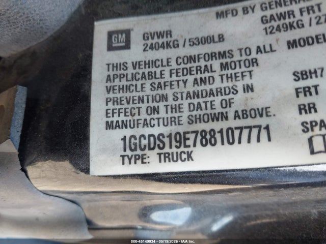 45149034 :رقم المزاد ، 1GCDS19E788107771 vin ، 2008 Chevrolet Colorado Lt مزاد بيع
