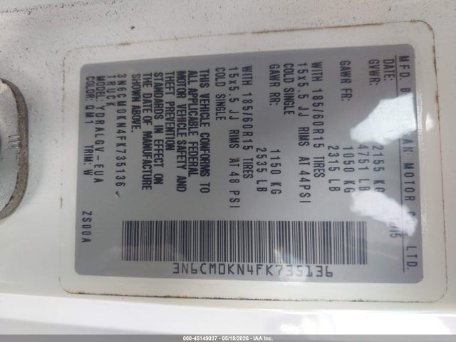 45149037 :رقم المزاد ، 3N6CM0KN4FK735136 vin ، 2015 Nissan Nv200 Sv مزاد بيع