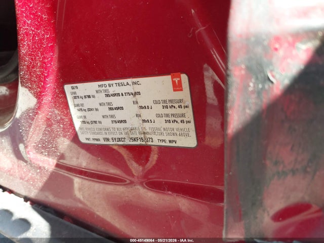 Продаж на аукціоні авто 2019 Tesla Model X 100d/75d/long Range/standard Range, vin: 5YJXCDE25KF157373, номер лоту: 45149064