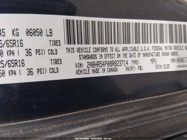 45149080 :رقم المزاد ، 2A8HR54P08R823714 vin ، 2008 Chrysler Town & Country Touring مزاد بيع